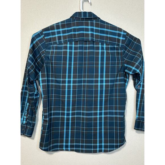 Wrangler Shirt Mens L Button Up Long Sleeve Regular Fit Blue/Brown Back Vented - Picture 6 of 11